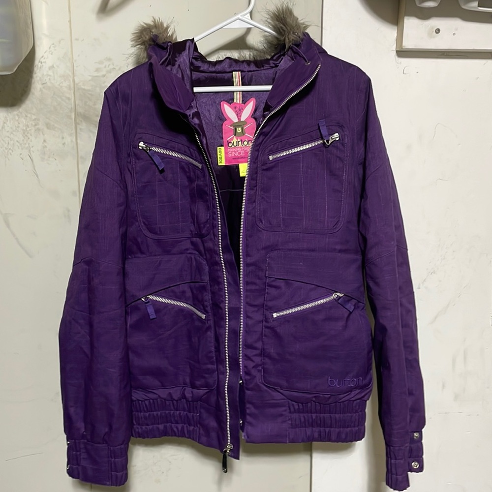 Burton DryRide Purple Removable Faux Fur Hood Trim Ski/Snowboard Jacket
